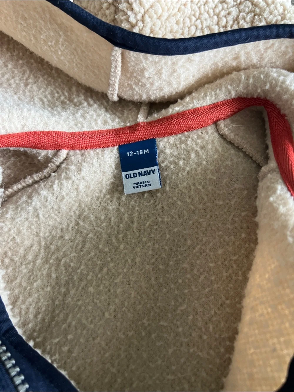 Old Navy Denim Fleece lined jeans with Sherpa hooded zip up